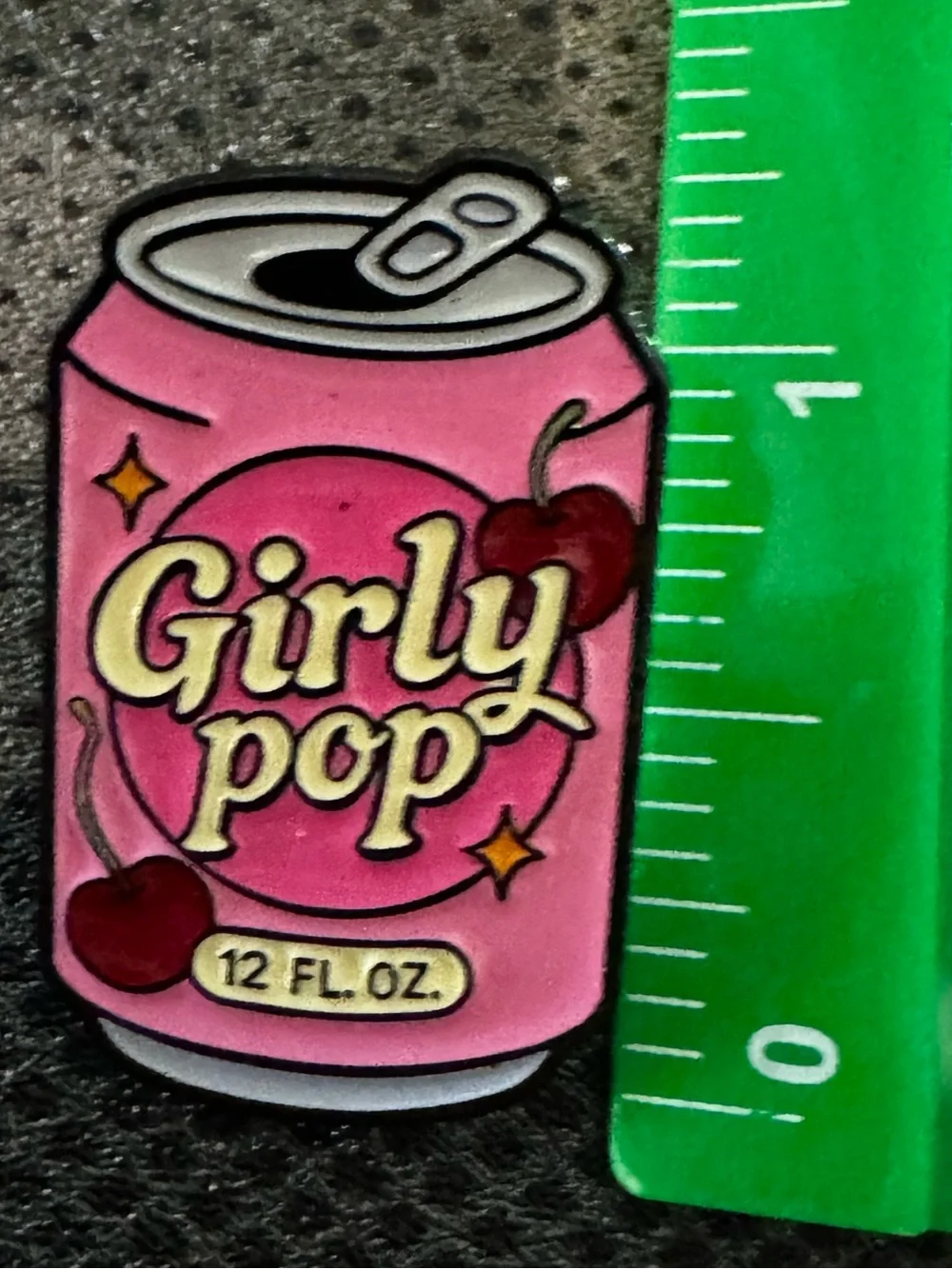 Girly Pop Pink Enamel Pin - Decorative Soda Can Design